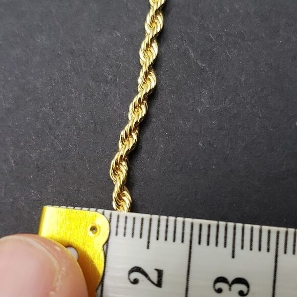 14k rope chain necklace Gold plated unisex 18'' 3mm - Picture 6 of 7